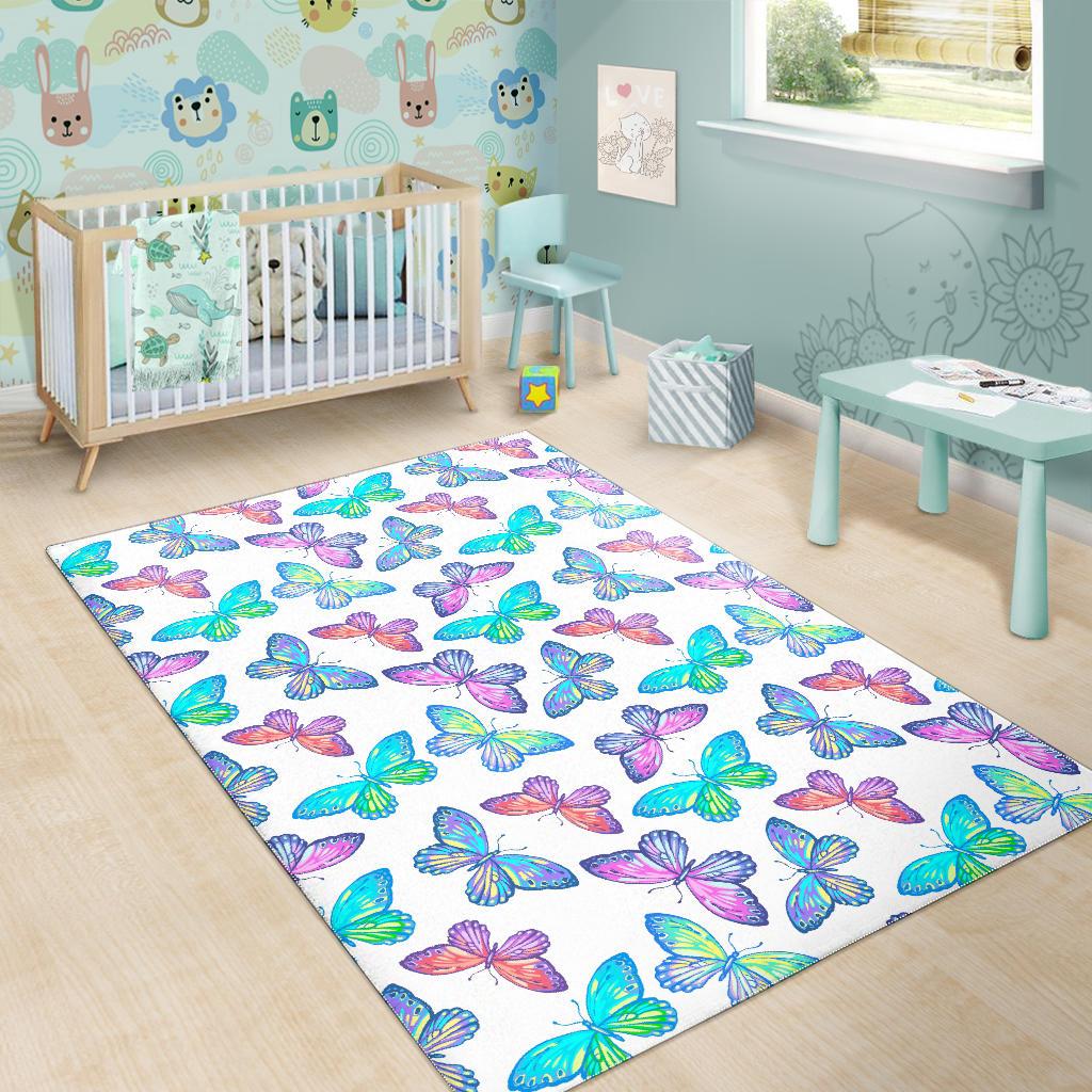 Colorful Butterfly Pattern Print Area Rug GearFrost