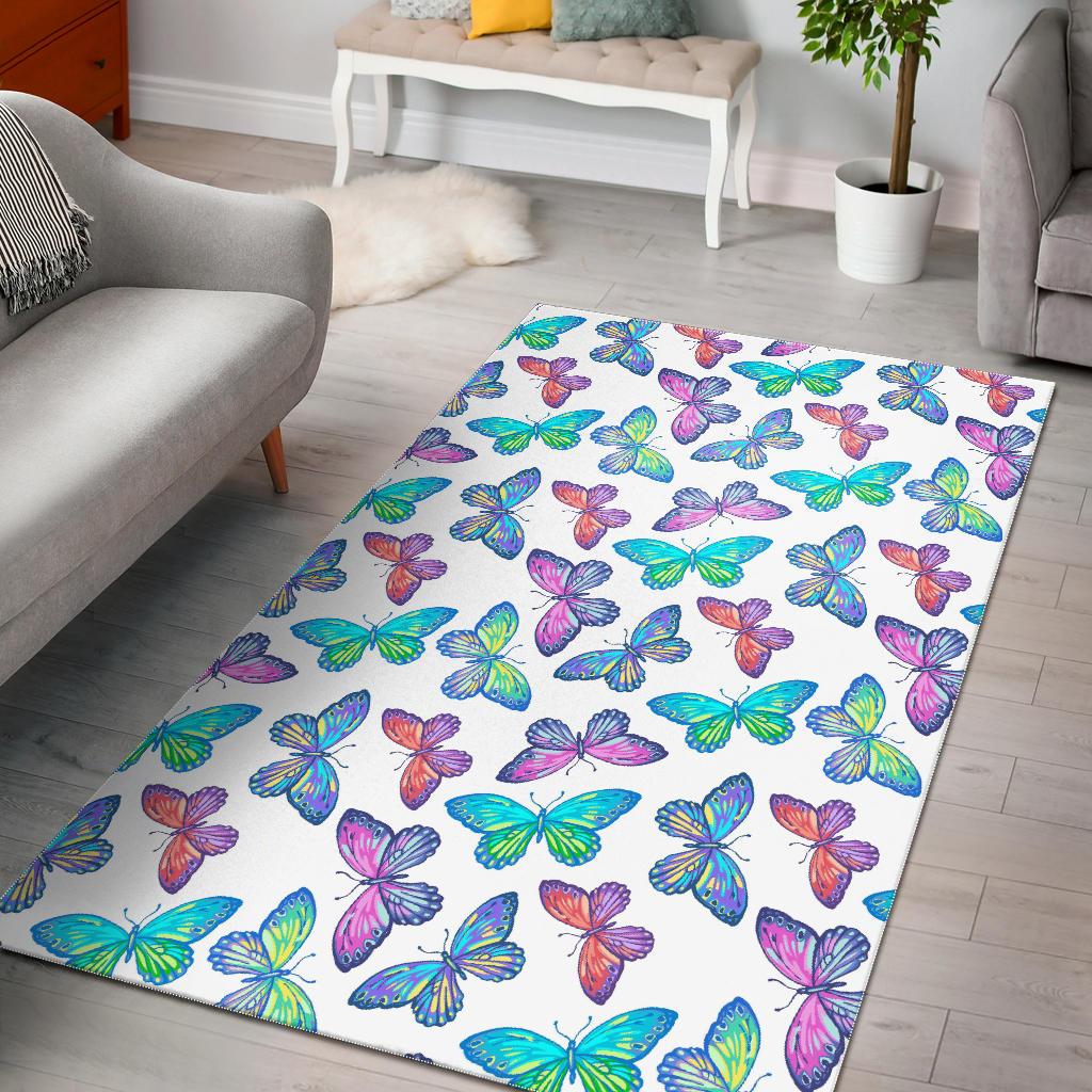 Colorful Butterfly Pattern Print Area Rug GearFrost