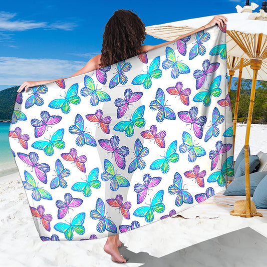 Colorful Butterfly Pattern Print Beach Sarong Wrap