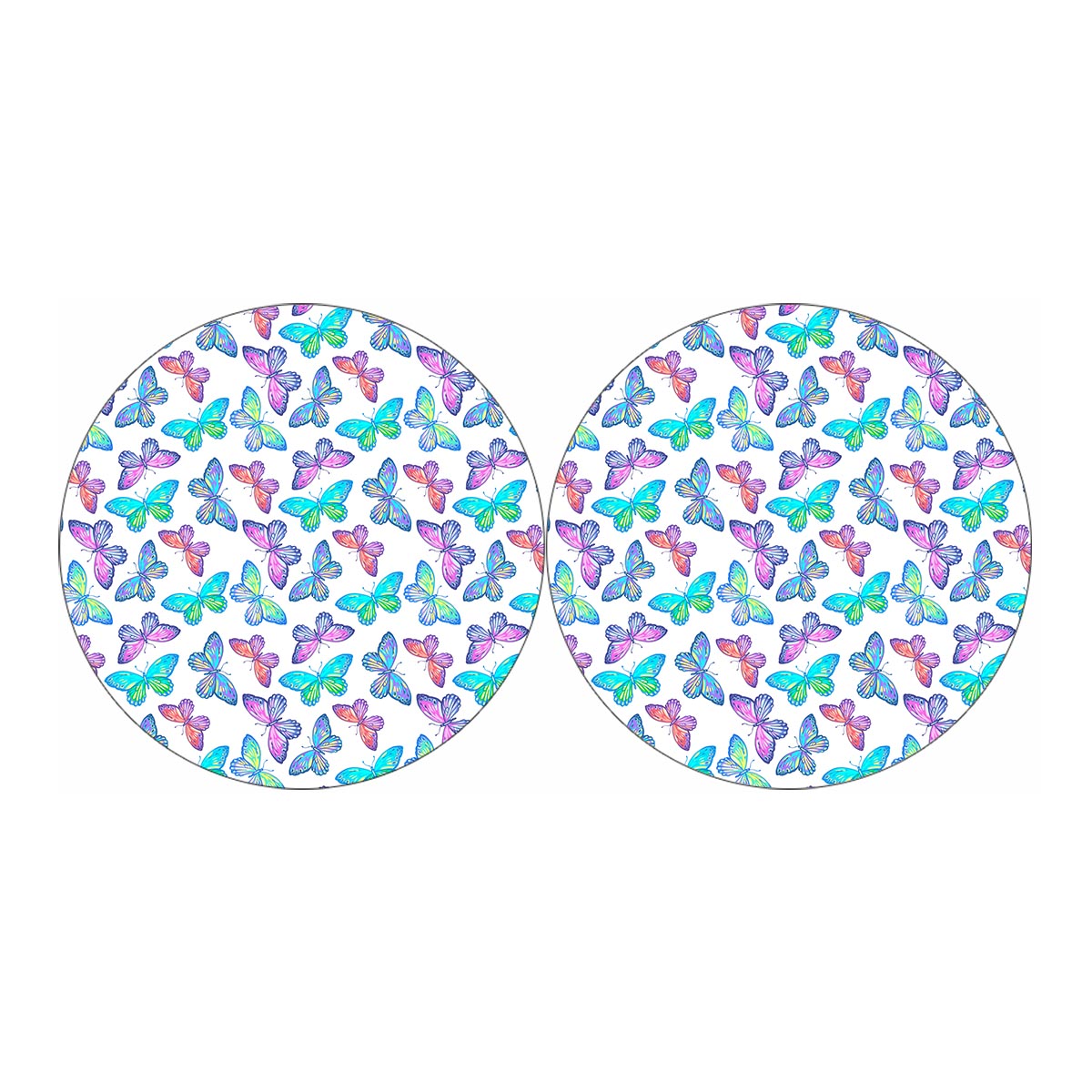 Colorful Butterfly Pattern Print Car Coasters