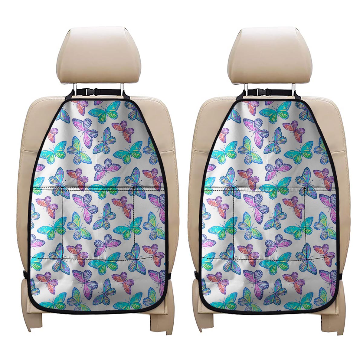 Colorful Butterfly Pattern Print Car Seat Organizers