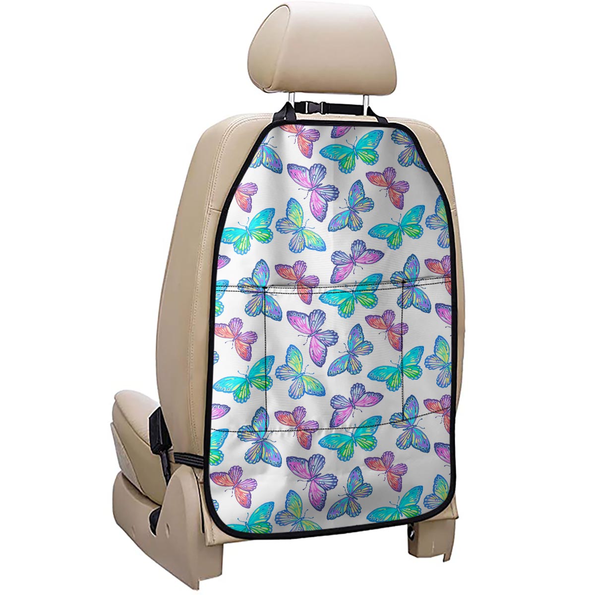 Colorful Butterfly Pattern Print Car Seat Organizers