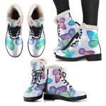 Colorful Butterfly Pattern Print Comfy Boots GearFrost