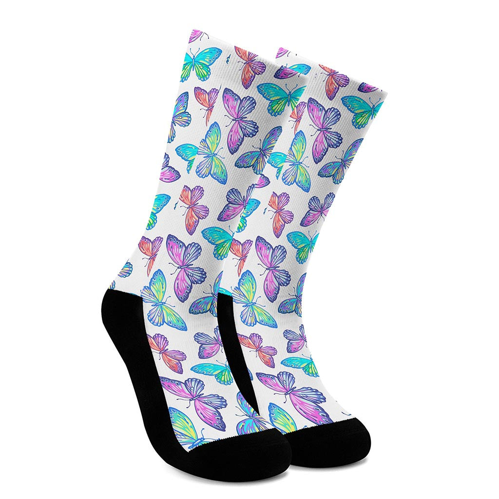 Colorful Butterfly Pattern Print Crew Socks