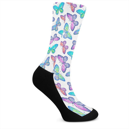 Colorful Butterfly Pattern Print Crew Socks