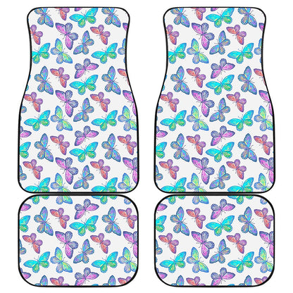 Colorful Butterfly Pattern Print Front and Back Car Floor Mats