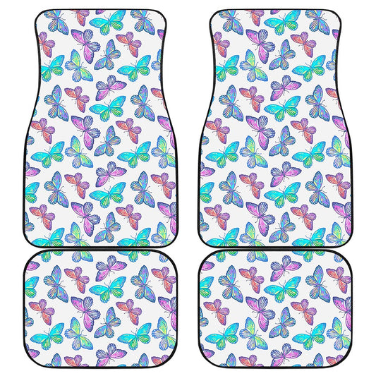 Colorful Butterfly Pattern Print Front and Back Car Floor Mats
