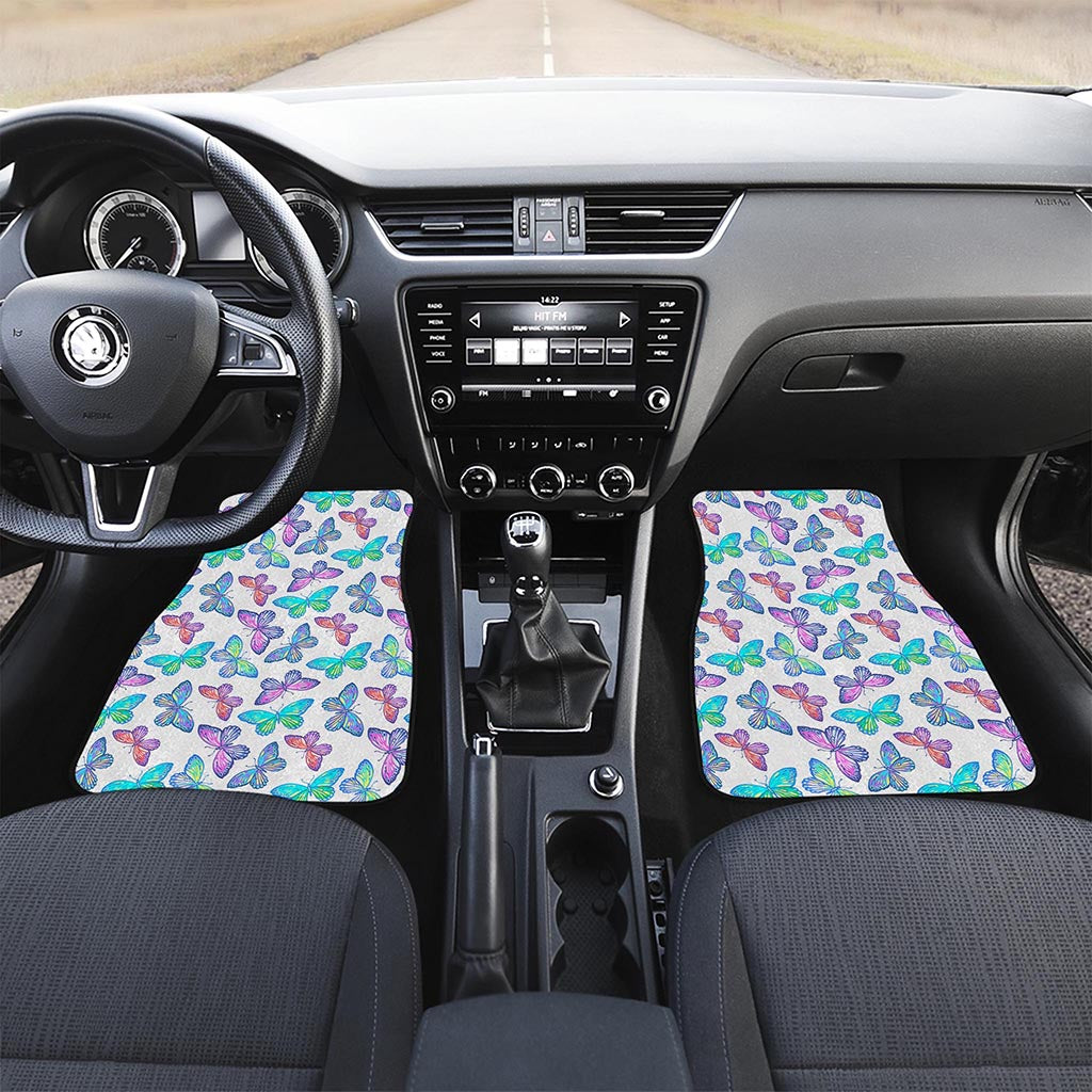 Colorful Butterfly Pattern Print Front and Back Car Floor Mats