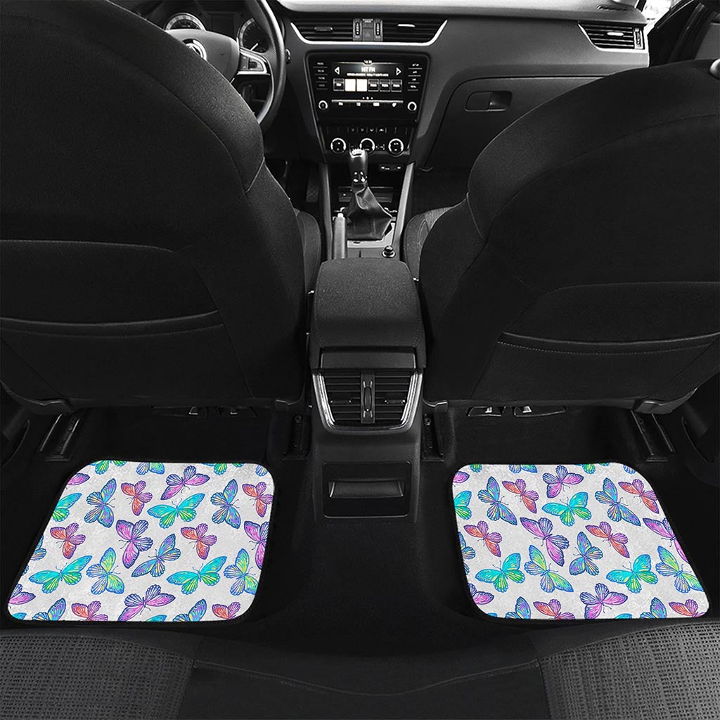 Colorful Butterfly Pattern Print Front and Back Car Floor Mats