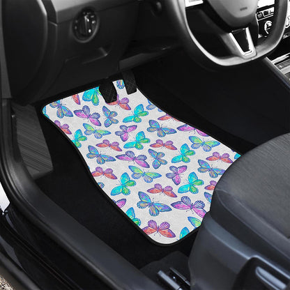 Colorful Butterfly Pattern Print Front and Back Car Floor Mats