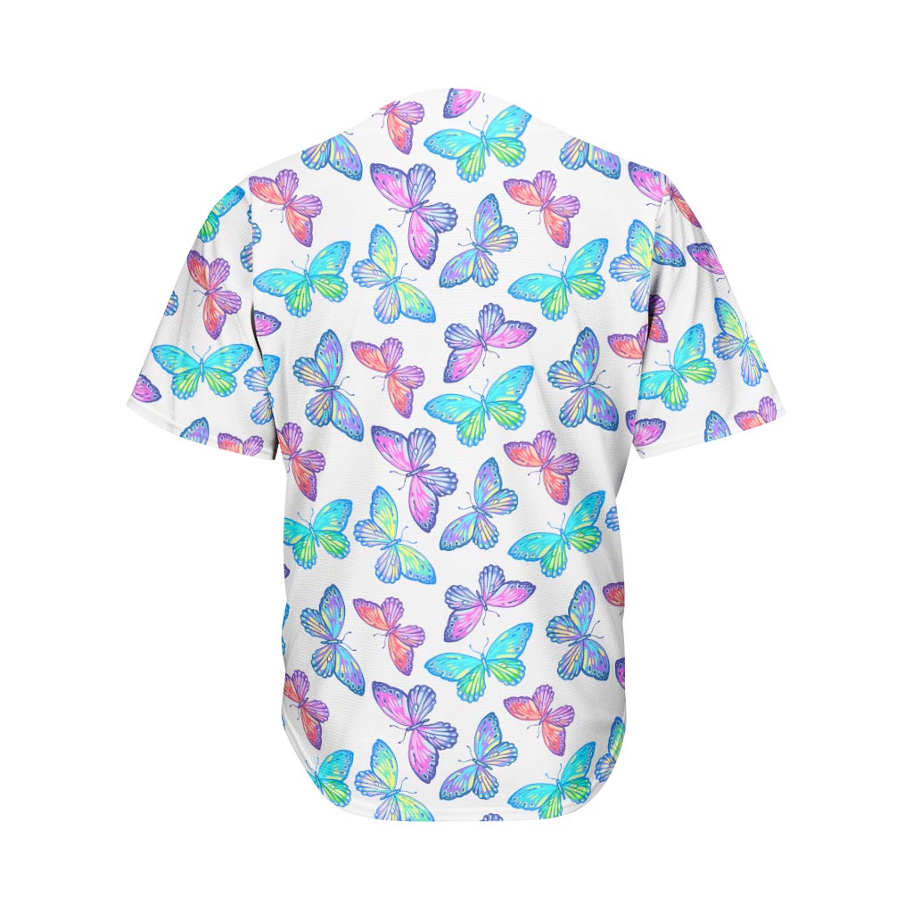 Colorful Butterfly Pattern Print Men's Baseball Jersey