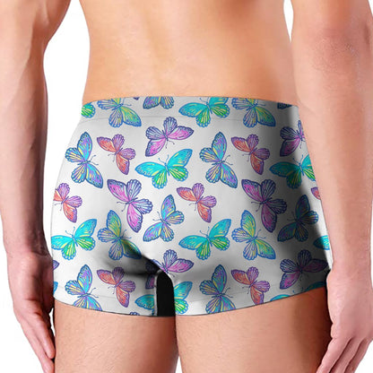 Colorful Butterfly Pattern Print Men's Boxer Briefs