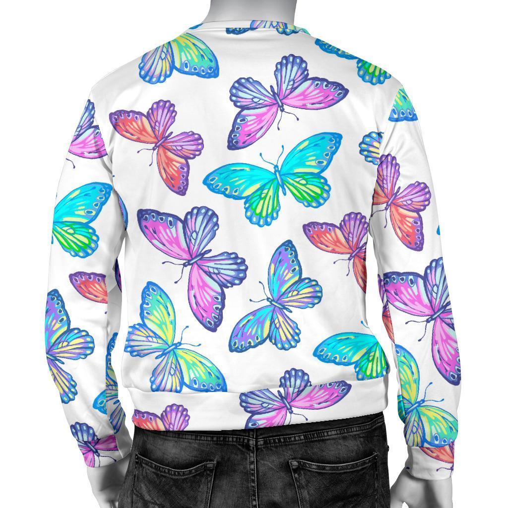 Colorful Butterfly Pattern Print Men's Crewneck Sweatshirt GearFrost