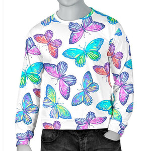 Colorful Butterfly Pattern Print Men's Crewneck Sweatshirt GearFrost