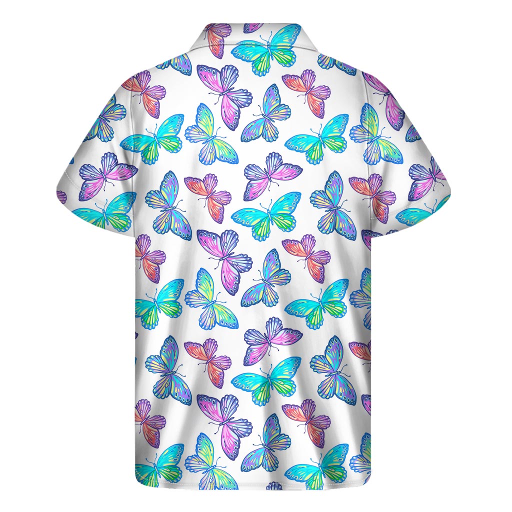 Colorful Butterfly Pattern Print Men's Short Sleeve Shirt