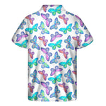 Colorful Butterfly Pattern Print Men's Short Sleeve Shirt