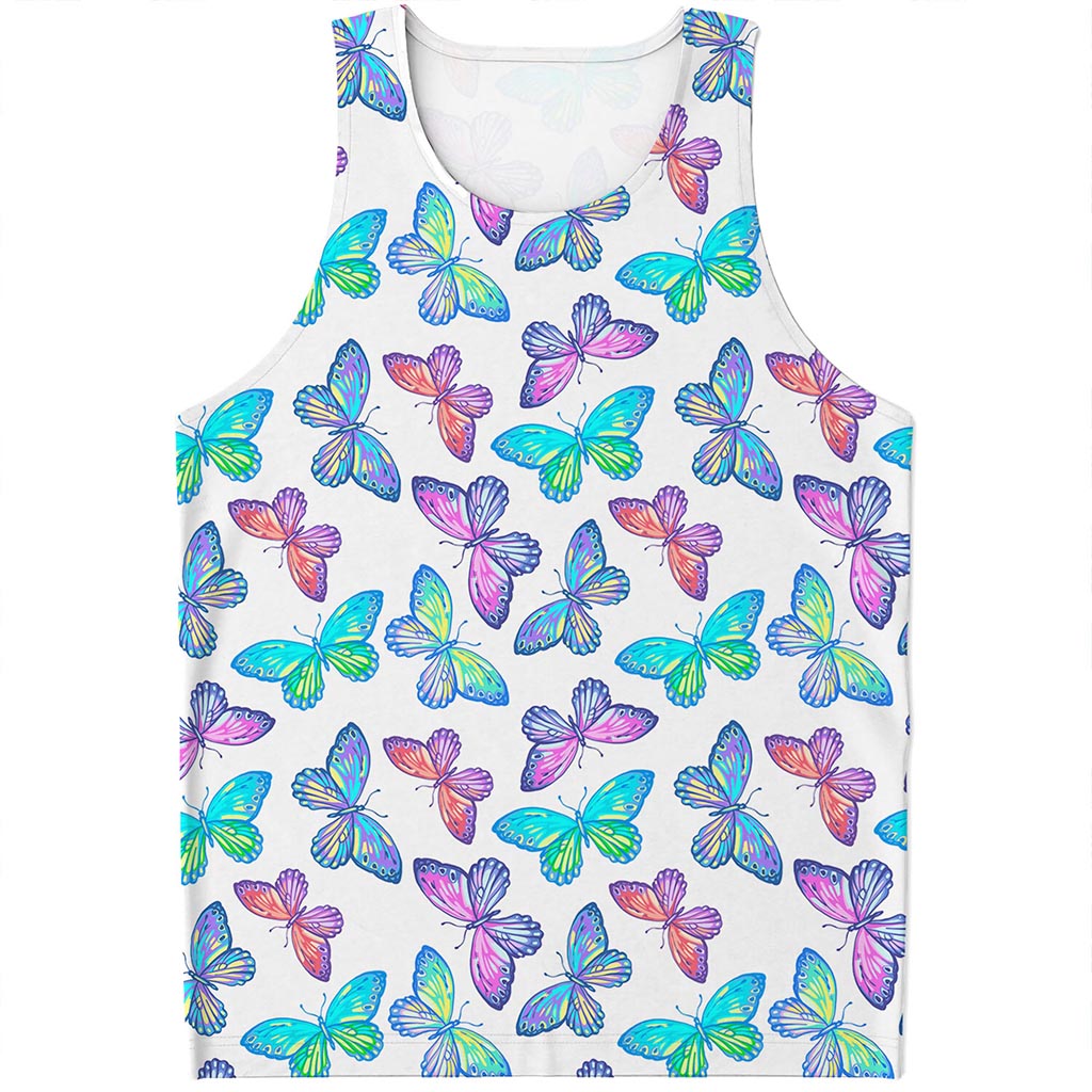 Colorful Butterfly Pattern Print Men's Tank Top