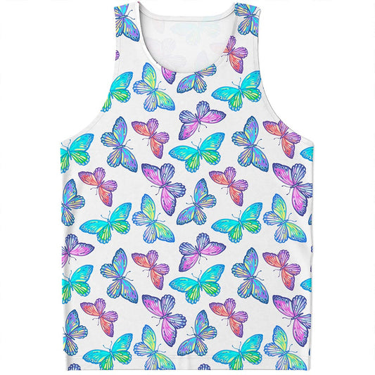 Colorful Butterfly Pattern Print Men's Tank Top