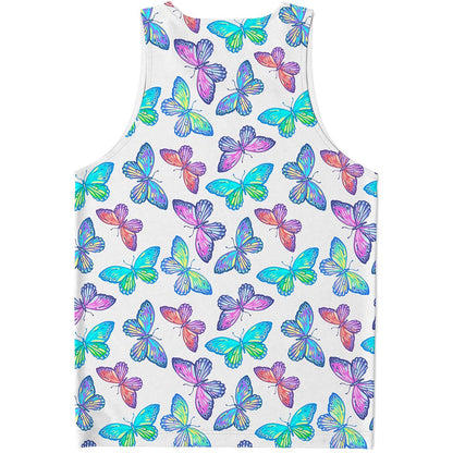 Colorful Butterfly Pattern Print Men's Tank Top
