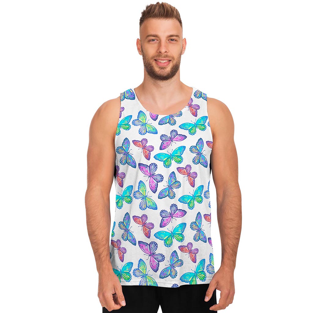 Colorful Butterfly Pattern Print Men's Tank Top