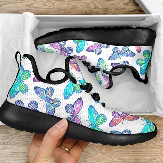 Colorful Butterfly Pattern Print Mesh Knit Shoes GearFrost