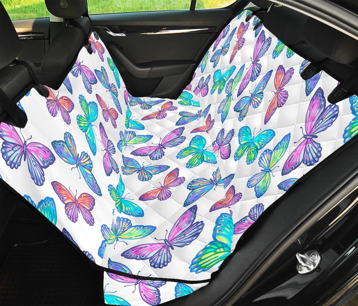 Colorful Butterfly Pattern Print Pet Car Back Seat Cover
