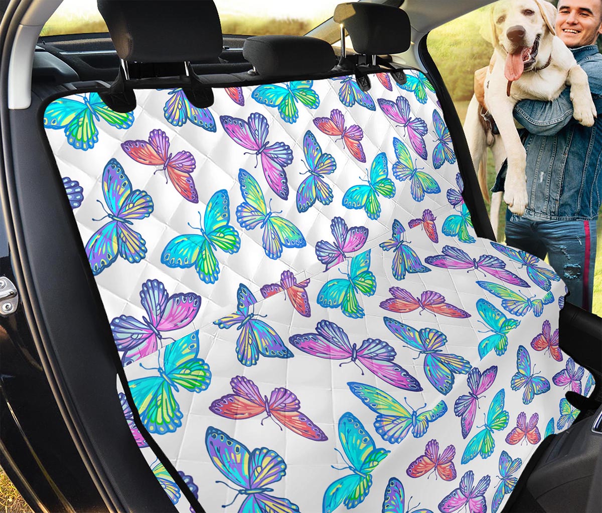 Colorful Butterfly Pattern Print Pet Car Back Seat Cover