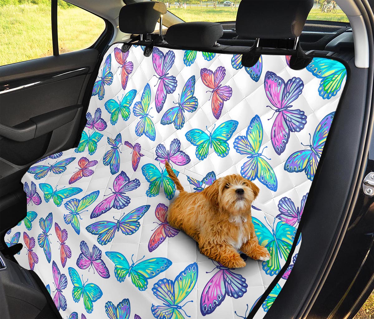 Colorful Butterfly Pattern Print Pet Car Back Seat Cover
