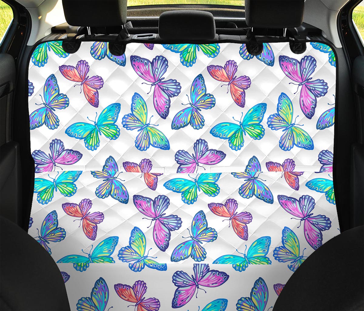 Colorful Butterfly Pattern Print Pet Car Back Seat Cover