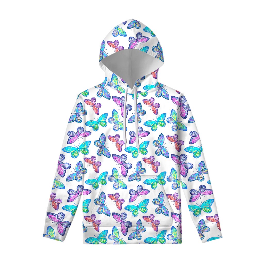 Colorful Butterfly Pattern Print Pullover Hoodie