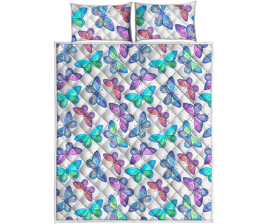 Colorful Butterfly Pattern Print Quilt Bed Set