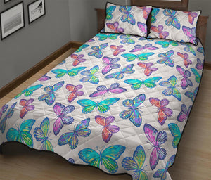 Colorful Butterfly Pattern Print Quilt Bed Set
