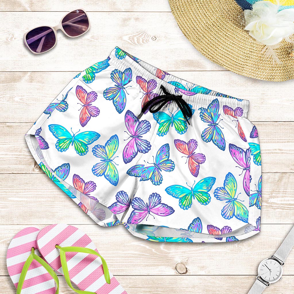 Colorful Butterfly Pattern Print Women's Shorts