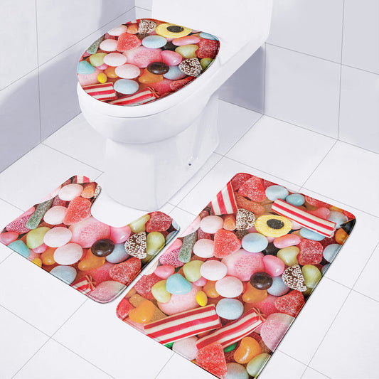 Colorful Candy And Jelly Print 3 Piece Bath Mat Set
