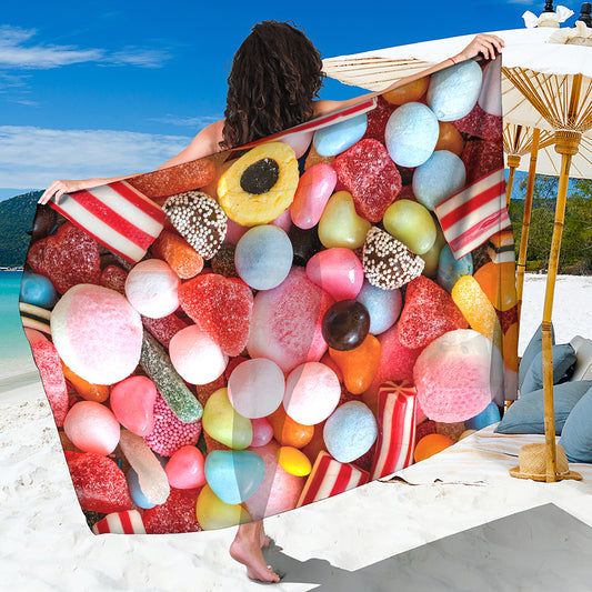 Colorful Candy And Jelly Print Beach Sarong Wrap