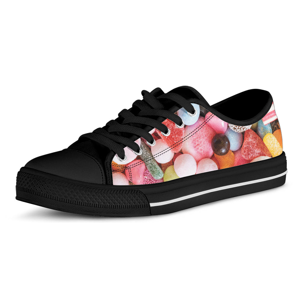 Colorful Candy And Jelly Print Black Low Top Shoes
