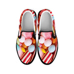 Colorful Candy And Jelly Print Black Slip On Shoes