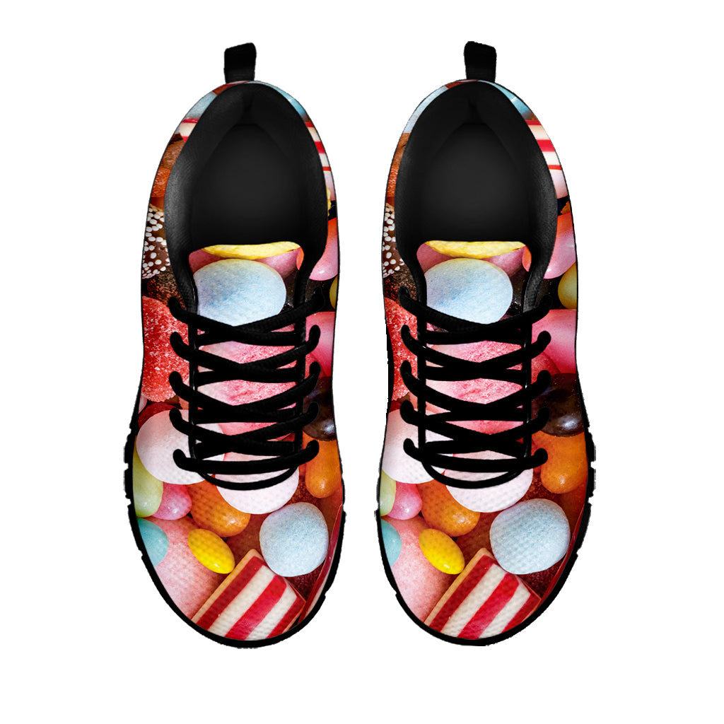 Colorful Candy And Jelly Print Black Sneakers