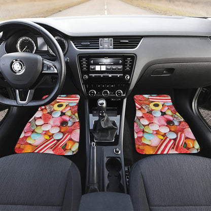 Colorful Candy And Jelly Print Front and Back Car Floor Mats