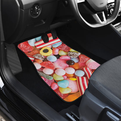 Colorful Candy And Jelly Print Front and Back Car Floor Mats