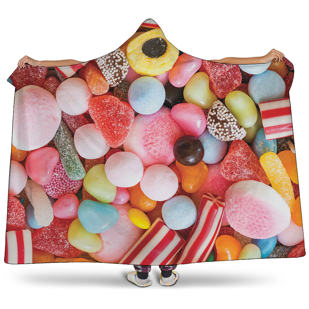 Colorful Candy And Jelly Print Hooded Blanket