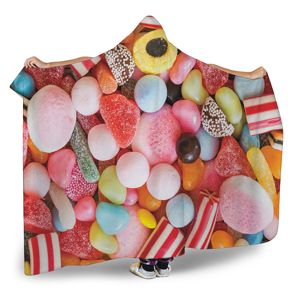 Colorful Candy And Jelly Print Hooded Blanket