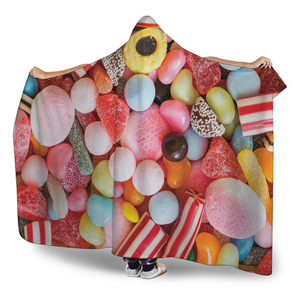 Colorful Candy And Jelly Print Hooded Blanket