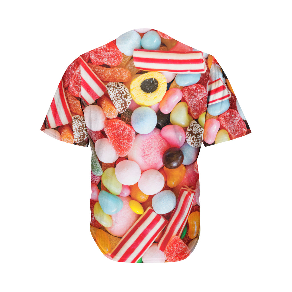Colorful Candy And Jelly Print Men's Baseball Jersey