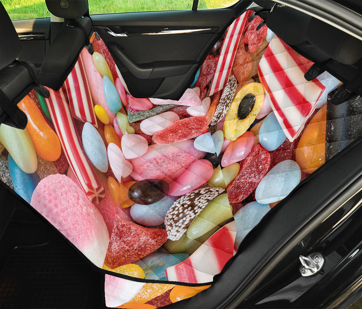 Colorful Candy And Jelly Print Pet Car Back Seat Cover
