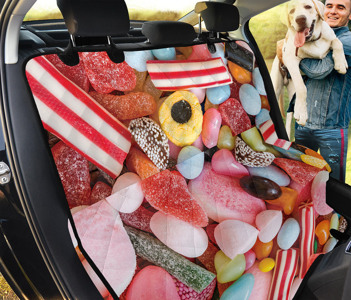 Colorful Candy And Jelly Print Pet Car Back Seat Cover