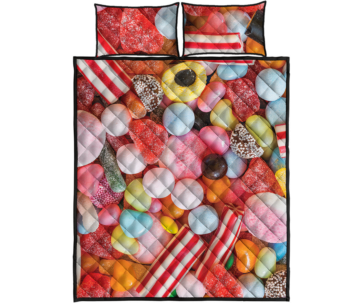 Colorful Candy And Jelly Print Quilt Bed Set