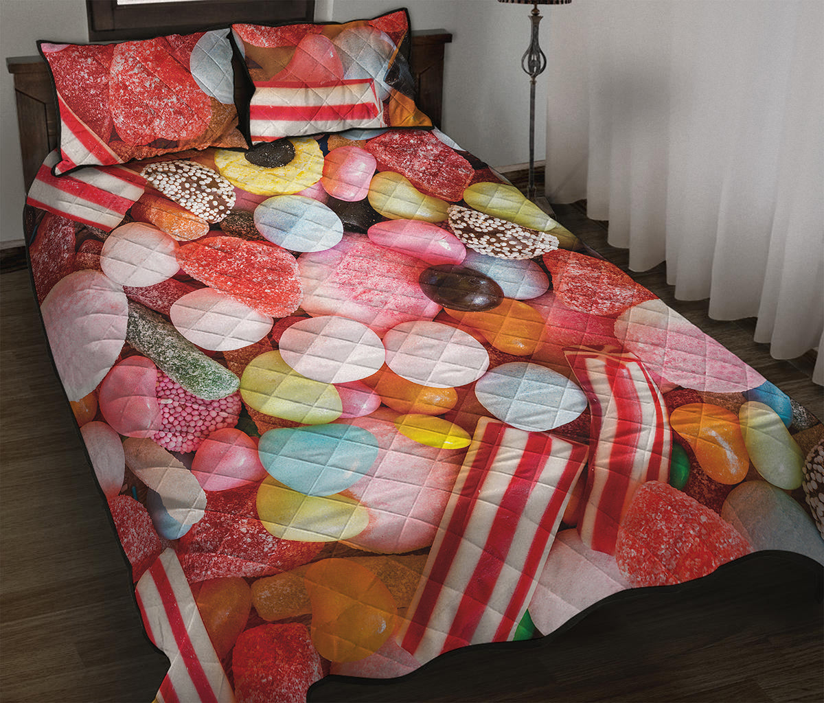 Colorful Candy And Jelly Print Quilt Bed Set