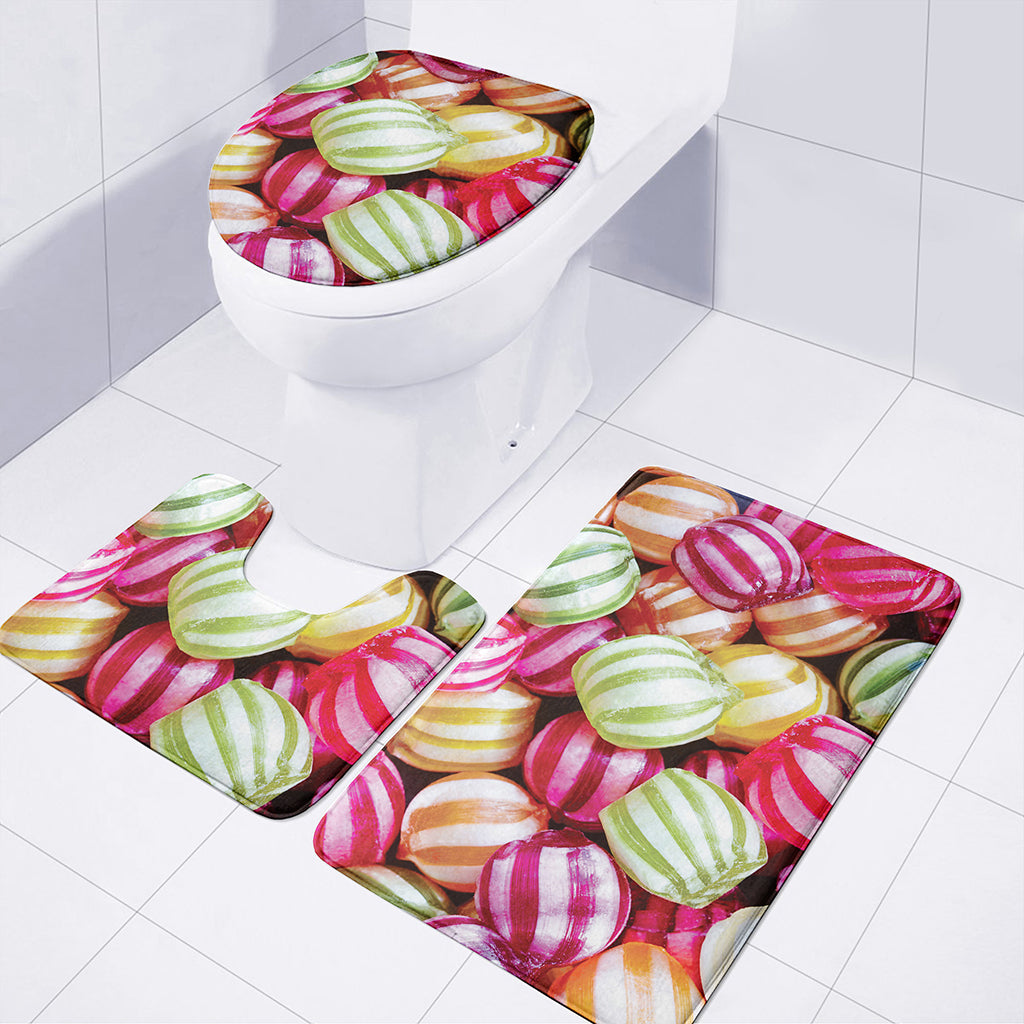 Colorful Candy Ball Print 3 Piece Bath Mat Set
