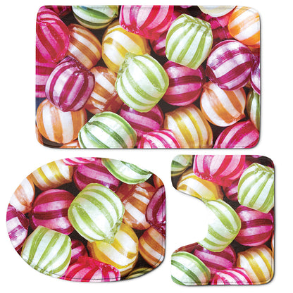 Colorful Candy Ball Print 3 Piece Bath Mat Set